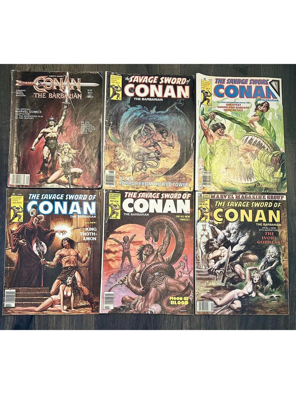 Lot Of 6- THE SAVAGE SWORD OF CONAN The Barbarian comic book MARVEL magazine